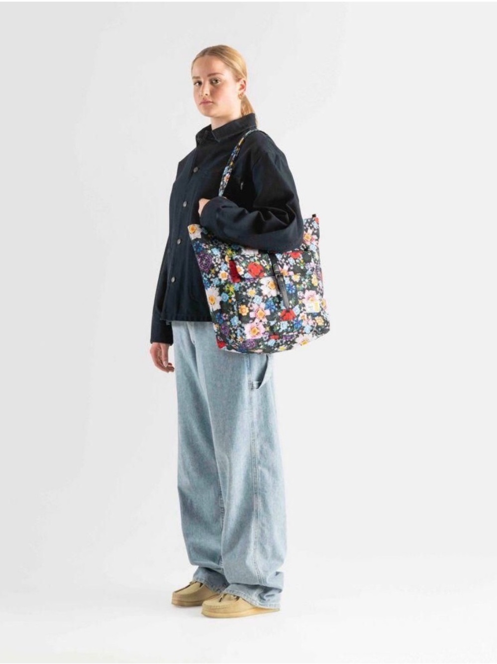 Herschel Supply Company Black Lego Floral Multicolor Tote - Picture 3 of 6